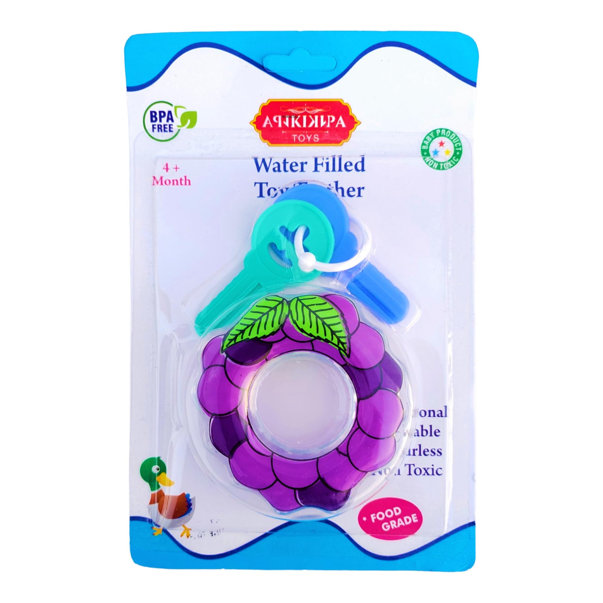 NIYANETAIL Water Filled Toy Teether Soft Cooling Bpa Free Fruit Shape for Baby/Toddlers/Infants/Special Food Grade Plastic in Soft and Textured Surface (Grapes)
