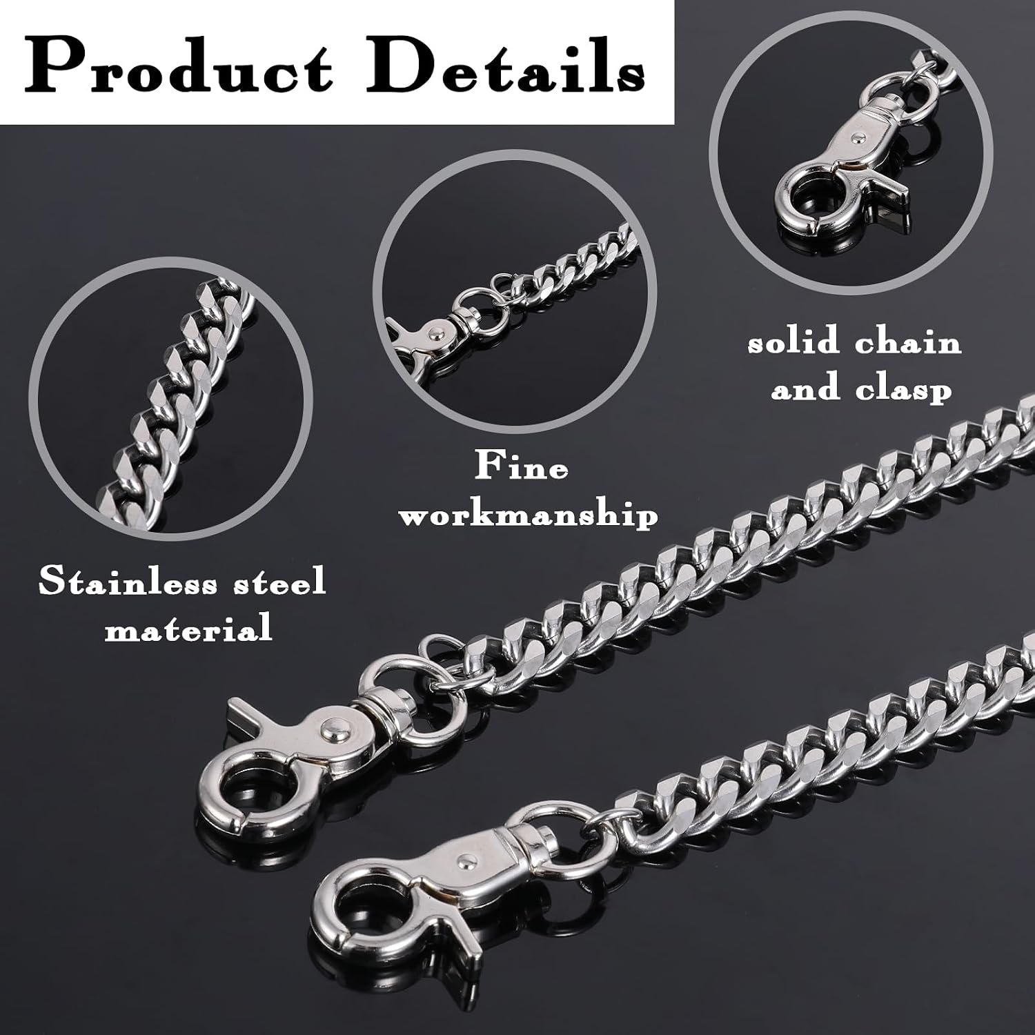 WY LIGHTING LEVEL Waist Chain Heavy Duty Metal Keychain Punk Wallet Chains Hip Hop Keyholder Round Clasp Goth Keyring