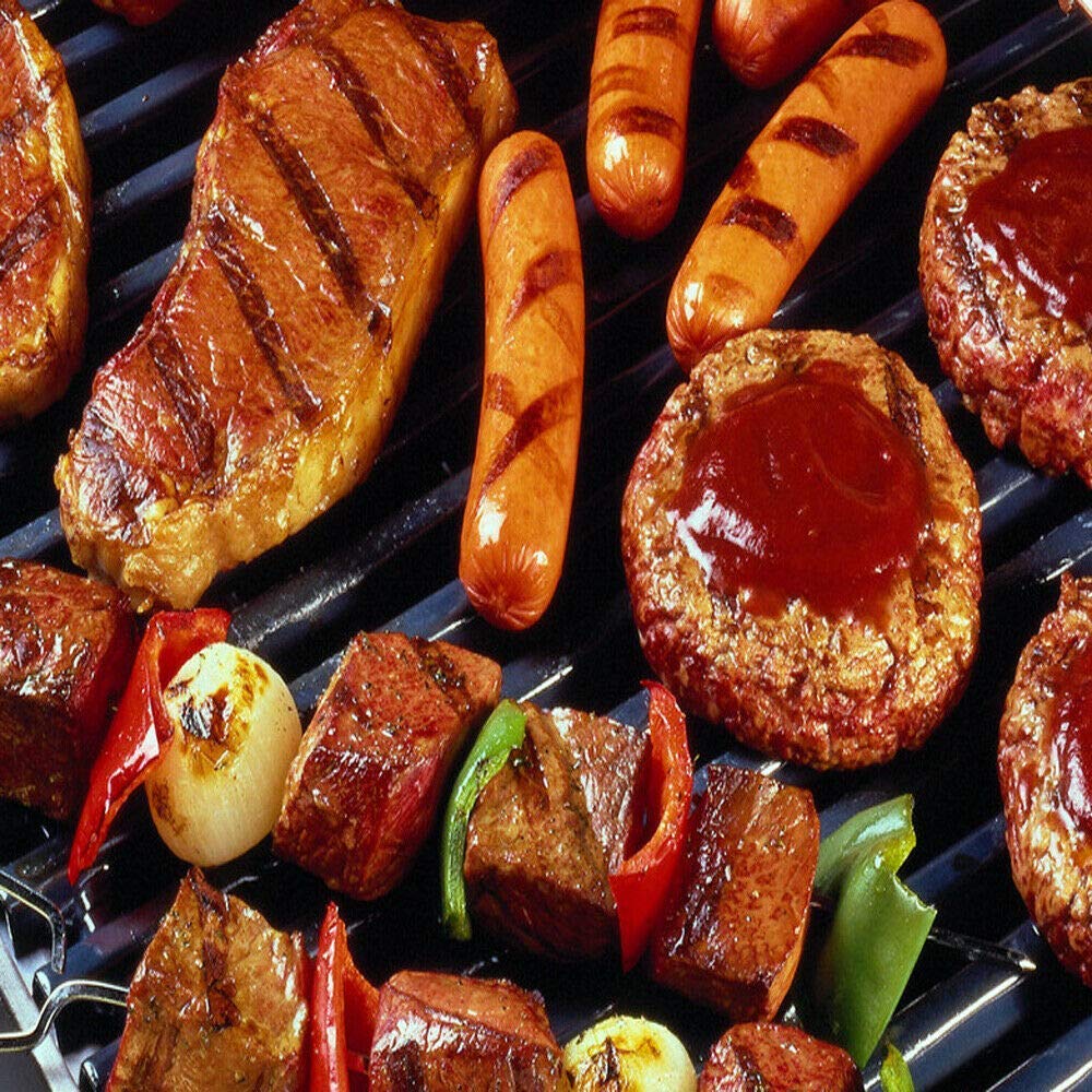 YUENFONG Rejillas de Hierro Fundido, Parrilla Cuadrada esmaltada, Accesorios de Parrilla de Hierro Fundido para Barbacoa, Parrilla de Gas, Parrilla de carbón (54 x 34 cm)