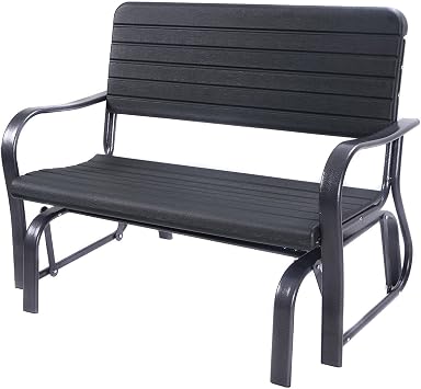 HAPPYGRILL Outdoor Swing Glider Bench, Patio Loveseat Chair with Steel Frame, Rocking Bench for Porch Deck Poolside Garden