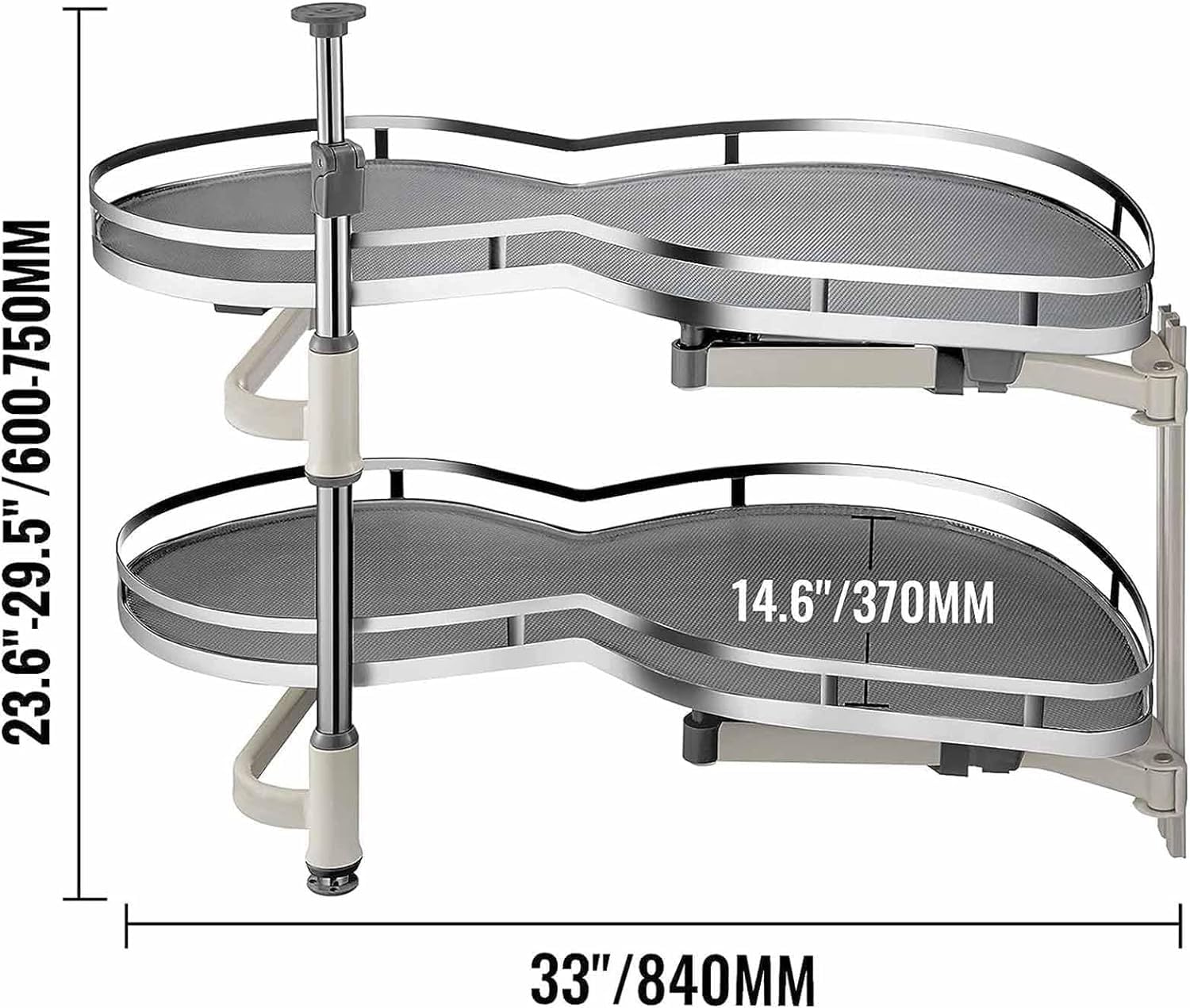 Organizer Estraibile per Angolo cieco per Mobile da Cucina, Vassoio Girevole a 2 Livelli, per Apertura a Sinistra, Organizer Estraibile per Angolo cieco per 20 mobili, per mobili da 900-1000 mm -