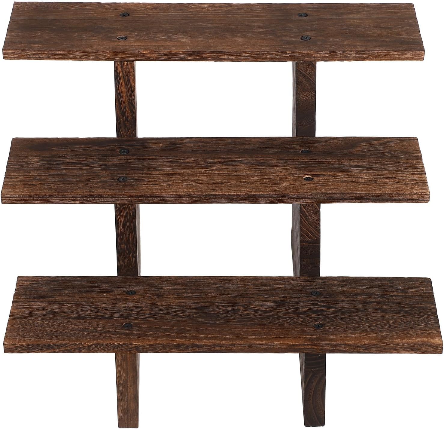 GLEAVI Wooden Table Display Stand with Three Tiers, Coffee Finish