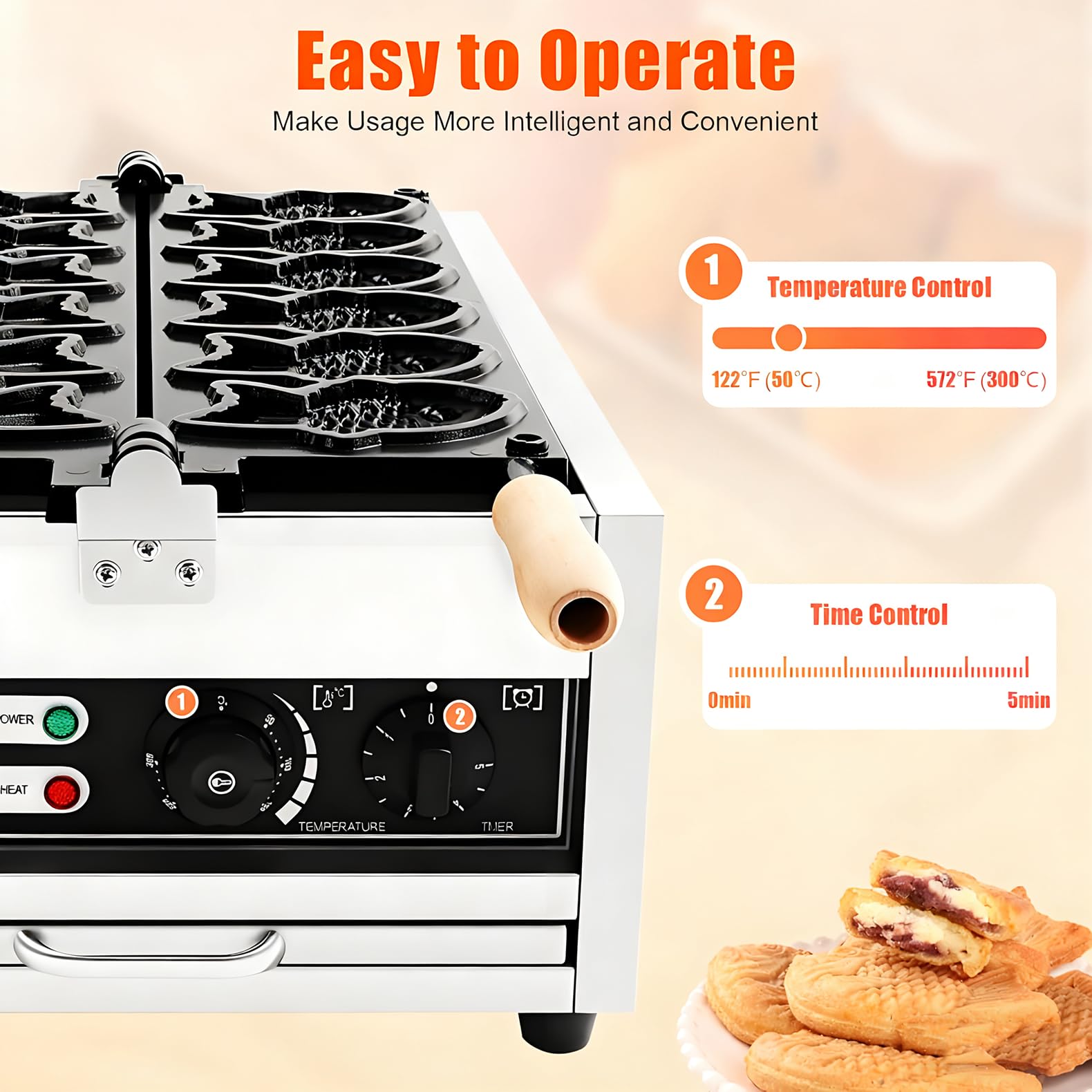 Elektrische Taiyaki-Maschine, Fischwaffeleisen, Antihaftbeschichtung, Doppelpfannenform