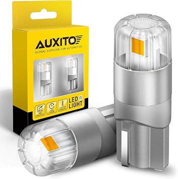 AUXITO 194 LED Bulbs Amber Yellow, Super Bright 11 Size, 168 175 2825 W5W T10 Car Bulbs for Dome Map Door Courtesy License Plate Lights Parking Side Marker Cornering Trunk Lights Pack of 2