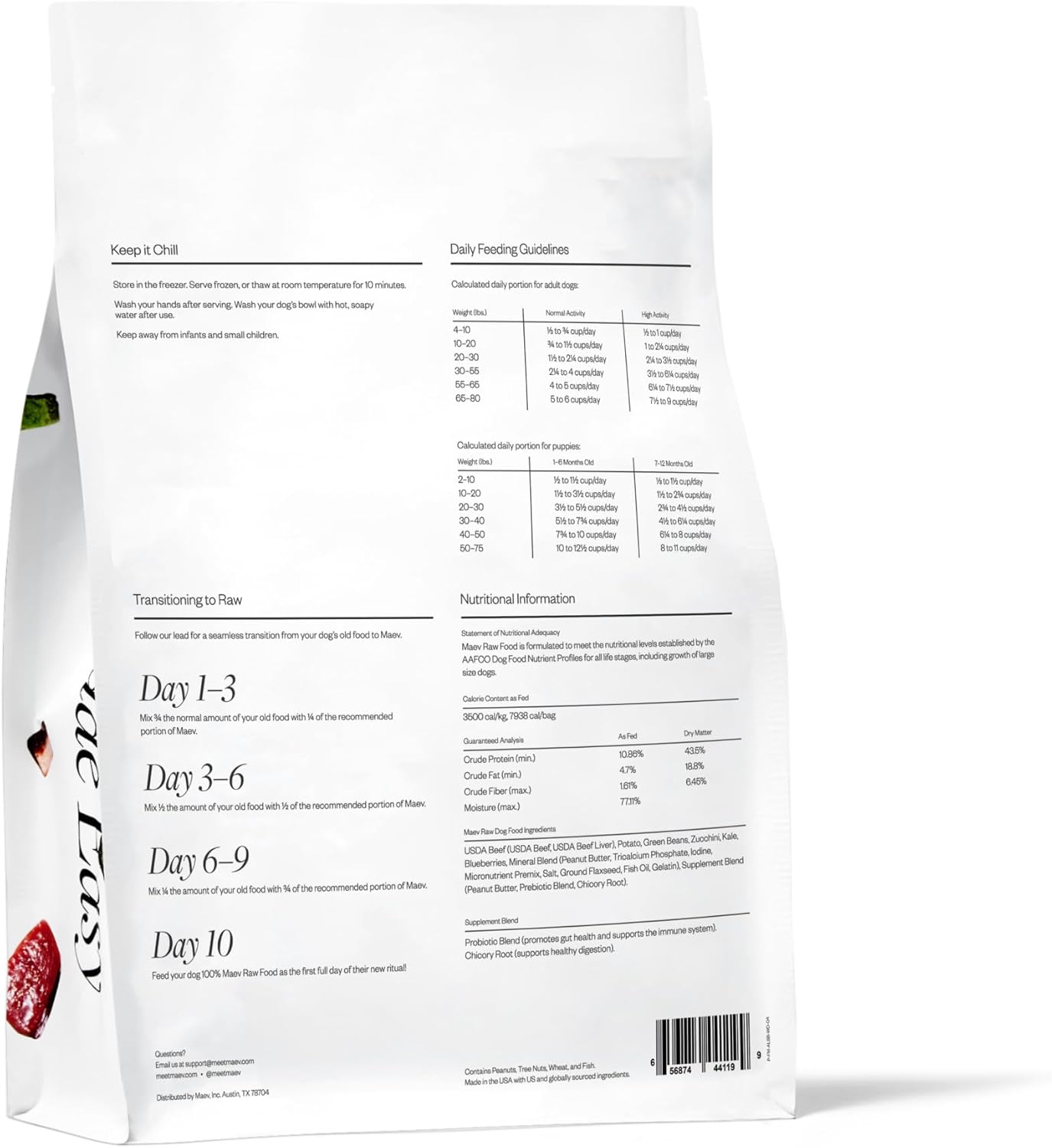 Maev Human-Grade Beef Dog Food, Weight & Digestion Formula, Whole Ingredient, Gluten-Free, High Protein Puppy & Dog Food, 5 lb