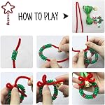 Hifunwu 1570 PCS Kit de perles à trois formes de Noël - Perles Tri en plastique avec nettoyage de tuyaux, Ruban vert & Cloches d'or - Ornements suspendus à l'arbre de Noël