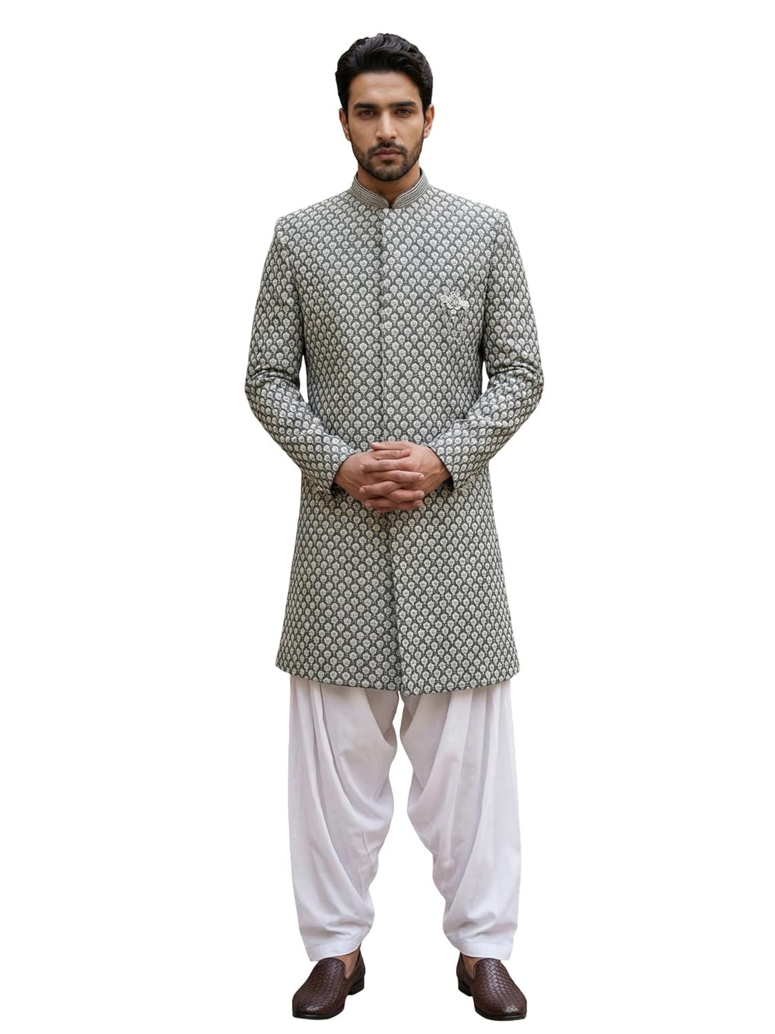 Jompers Embroidered Silk Blend Indo-Western Set Jompers Embroidered Silk Blend Indo-Western Set