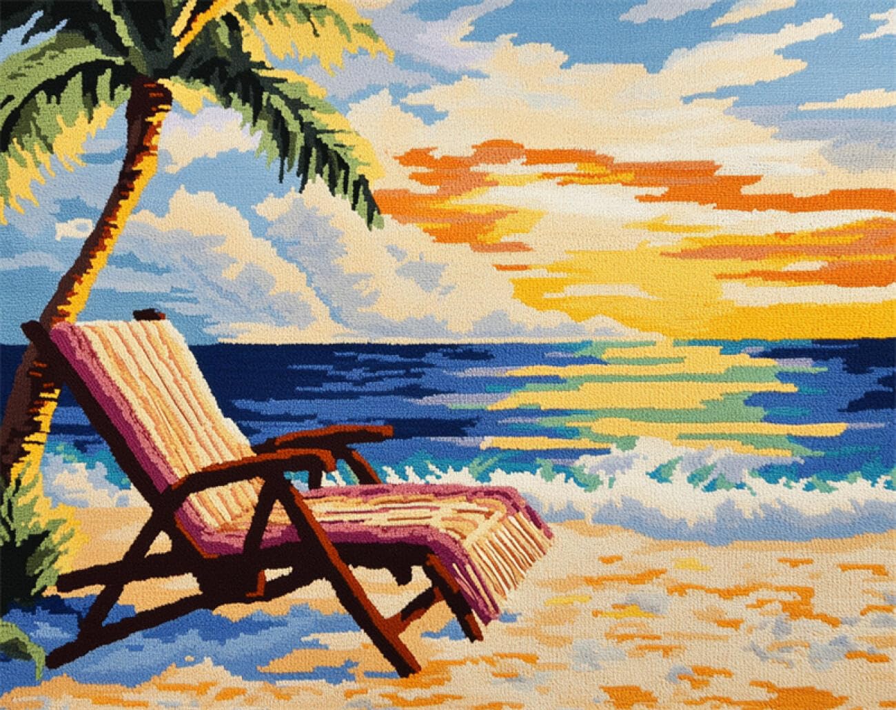 Axiangzik C Diy Stamped Ross Stitch Kits Beach Lounge Hairs 11Ct 40X50cm