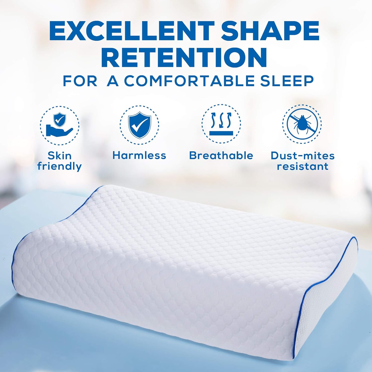 Tech Deals 🔥 Memory Foam Pillow, Contoured Neck Pillow for Back Support, Comfortable Pillows for Sleeping, with Removable Pillowcase with Zipper, Breathable Memory Foam (Standard Size)