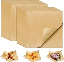100 PCS Deli Paper Sheets 12x12 Inch, Unbleached Wax Paper Sheets for Food, Grease Resistant Sandwich Wrapping Paper for Cookies, Burger, Kitchen Cooking and BBQ (Brown)