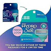Vista 3 de Schick Hydro Silk Sensitive - Recambios de cuchillas de afeitar para mujer, 4 unidades, maquinillas de afeitar de 5 cuchillas para piel sensible