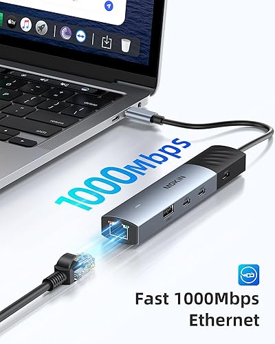 Vista 20 de Adaptador HDMI USB C Hub para MacBook Pro/Air, MOKiN 7 en 1 USB C Dongle con HDMI, lector de tarjetas SD/TF, puerto de datos USB C, 100 W PD y 2 USB