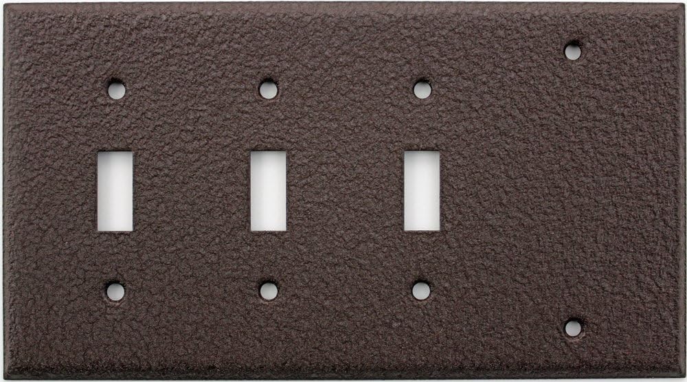 Brown Wrinkle 4 Gang Wall Plate - 3 Toggle 1 One Blank