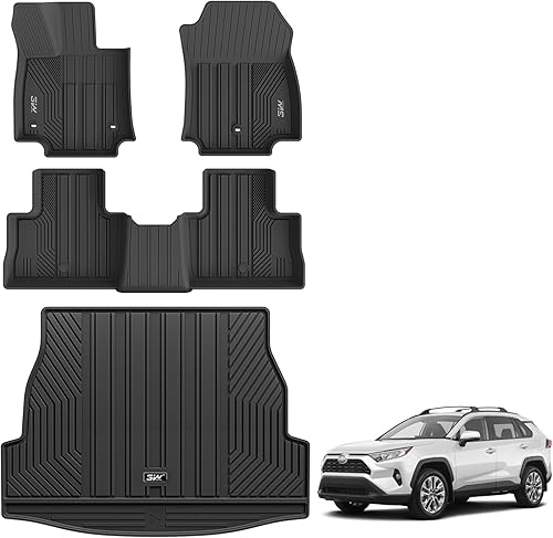 3W Alfombrillas de suelo y revestimiento de carga para Toyota RAV4 2019-2024 (no para híbridos o Prime) TPE para todo tipo de clima, ajuste