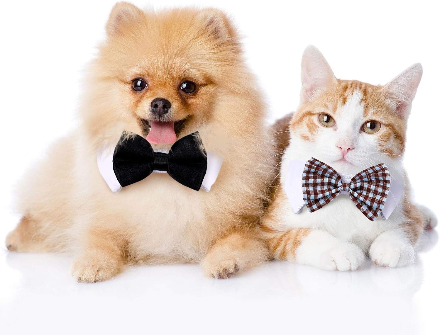 6 Pieces Adjustable Pet Bow Tie Plaid Black Red Pet Formal Tuxedo Costume Necktie Collar Puppy Grooming Ties for Small Dogs and Cats (S)