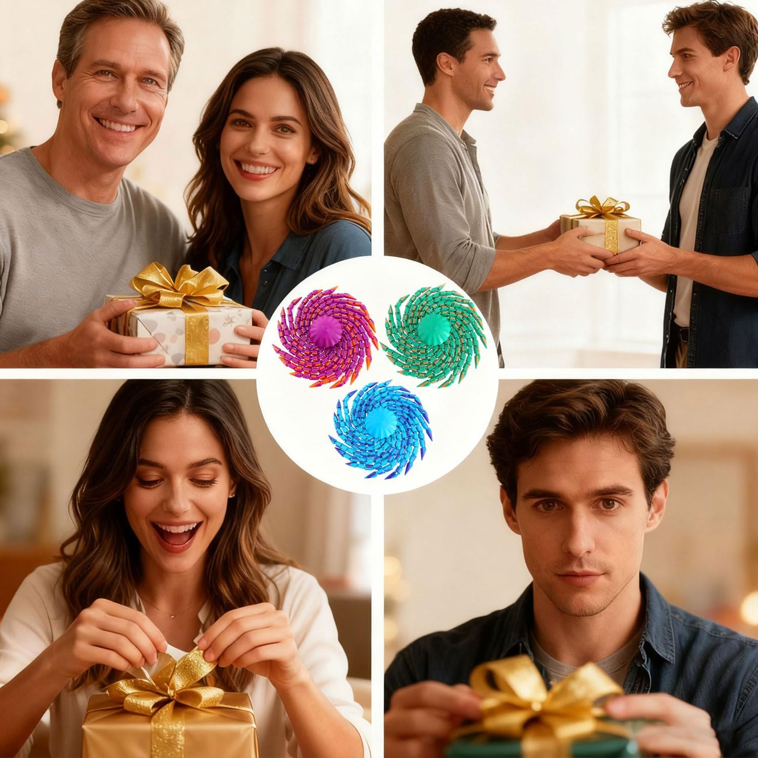3D Printed Articulated Jellyfish Fidget, Jellyfish Toy, Fidget Spinner, Articulated Flexible Tentacle Toy for Stress and Anxiety Relief, Sensory Desk Ornament and Unique 3D Printed Gift Idea (Blue)