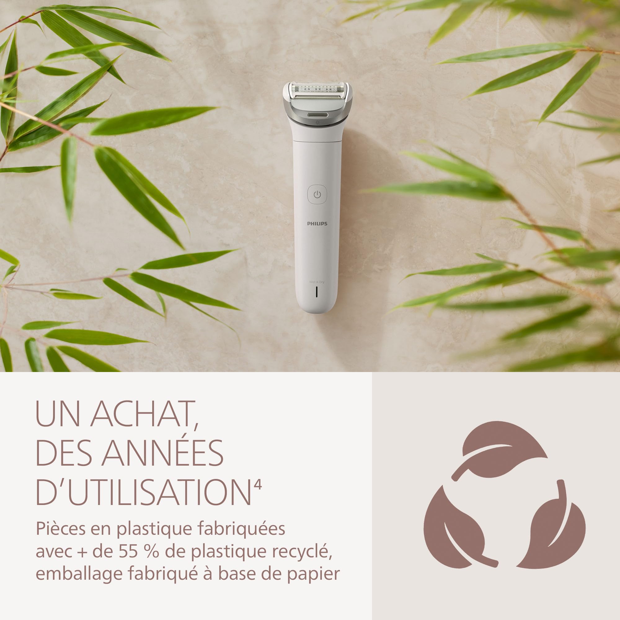 Philips Lady Shaver série 8000 – rasoir sans fil, sur peau sèche ou mouillée, système de rasage à 3 lames, tête flexible, visage, jambes, corps et maillot, autonomie 100 min, modèle BRL159/00