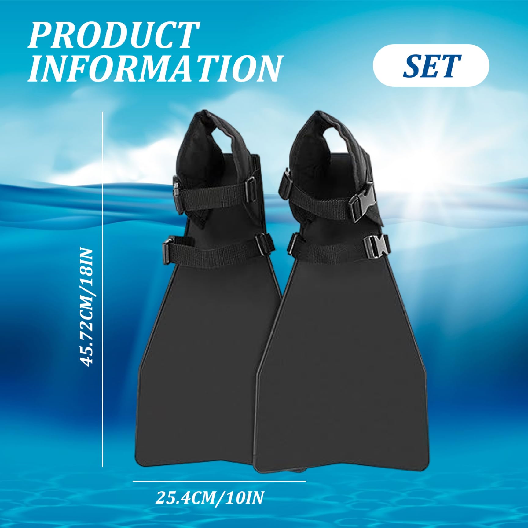 1 par de Aletas de Tubo Flotante, Aletas de natación para Pesca, Tubo Flotante, Pesca, submarina, Buceo, Negro, con Hebilla Ajustable Resistente a la abrasión