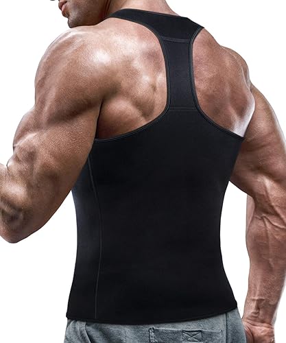 Vista 12 de Chaleco de sauna para hombre, entrenador de cintura, moldeador de cuerpo, neopreno caliente, deporte, fitness, gimnasio, entrenamiento, camiseta sin