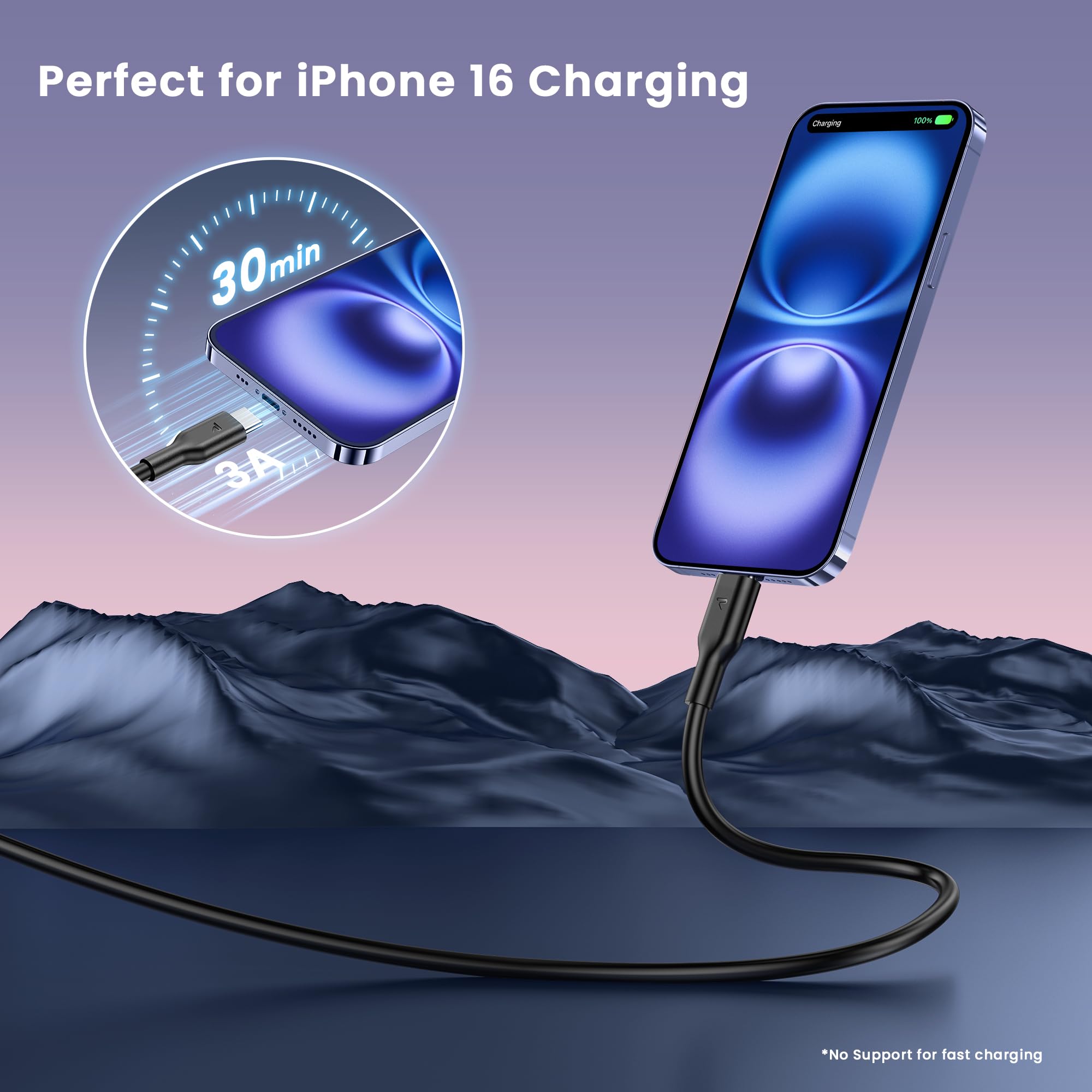 RAMPOW Cavo USB Type-C 5-Pack [1M*5], Cavo USB A a USB C Ricarica Rapida, Cavo iPhone 16 3A, Cavo iPhone 15 Tipo C per iPhone 16/16 Pro/15/15 Pro, iPad Pro/Air, Samsung S23/S22