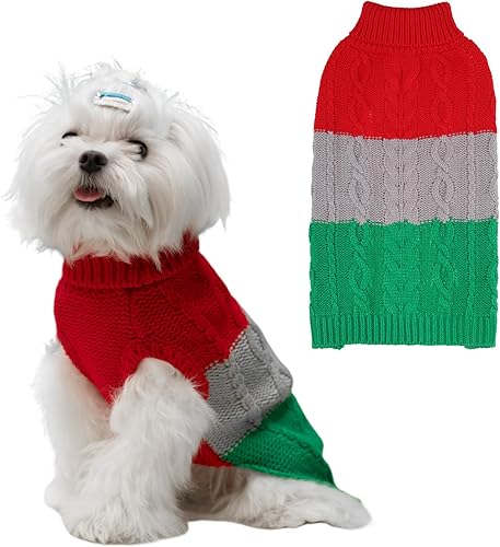 Miniatura 1 de EXPAWLORER Suéter para perro, suéteres grandes de otoño para perros, niñas y niños, ropa clásica de punto de cuello alto para clima frío, traje de