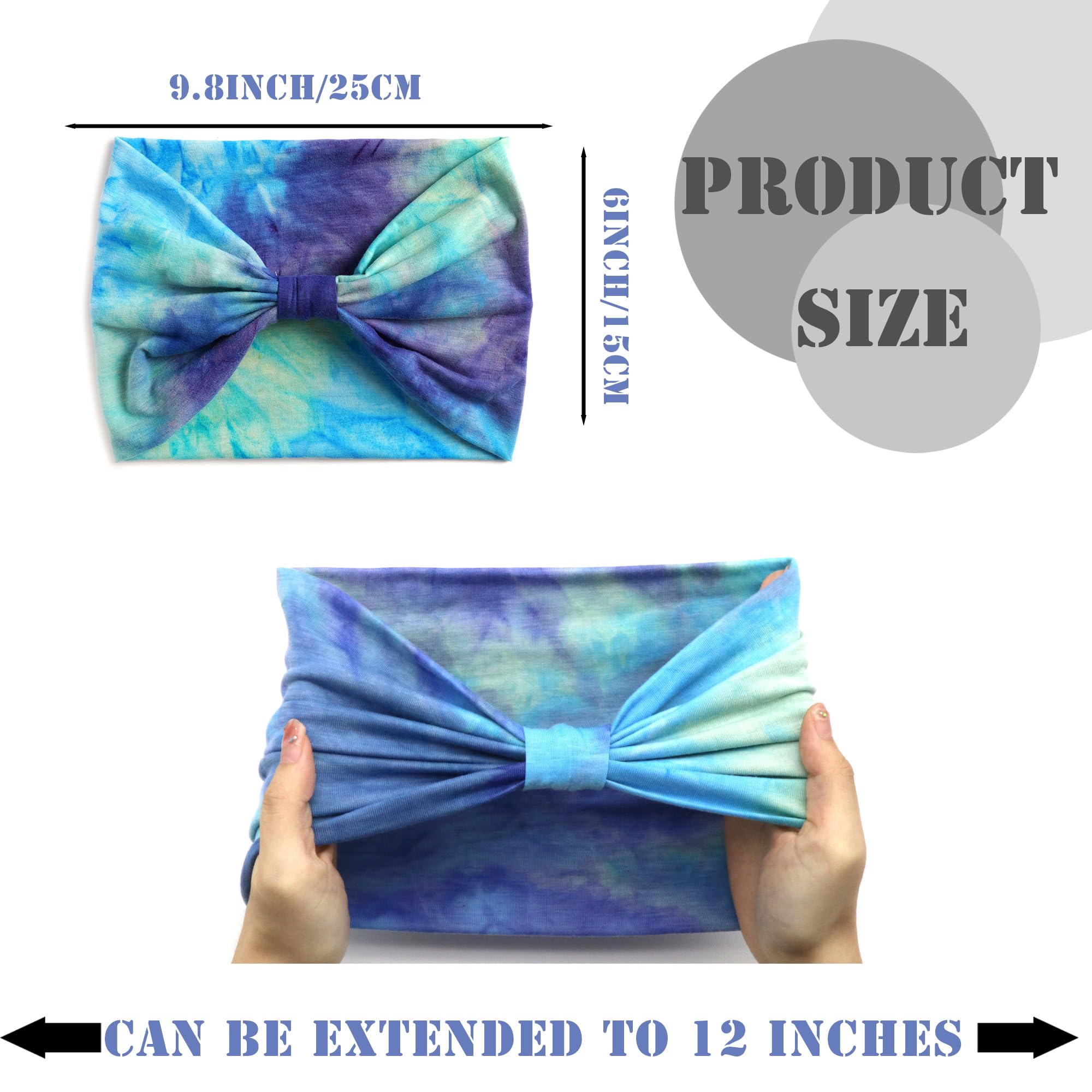 FULZTEY Fasce per capelli bohémien per donne e ragazze, colorate, antiscivolo, con nodo largo, motivo fresco, per sport, atletica, spiaggia, accessori per capelli da donna, 4 pezzi