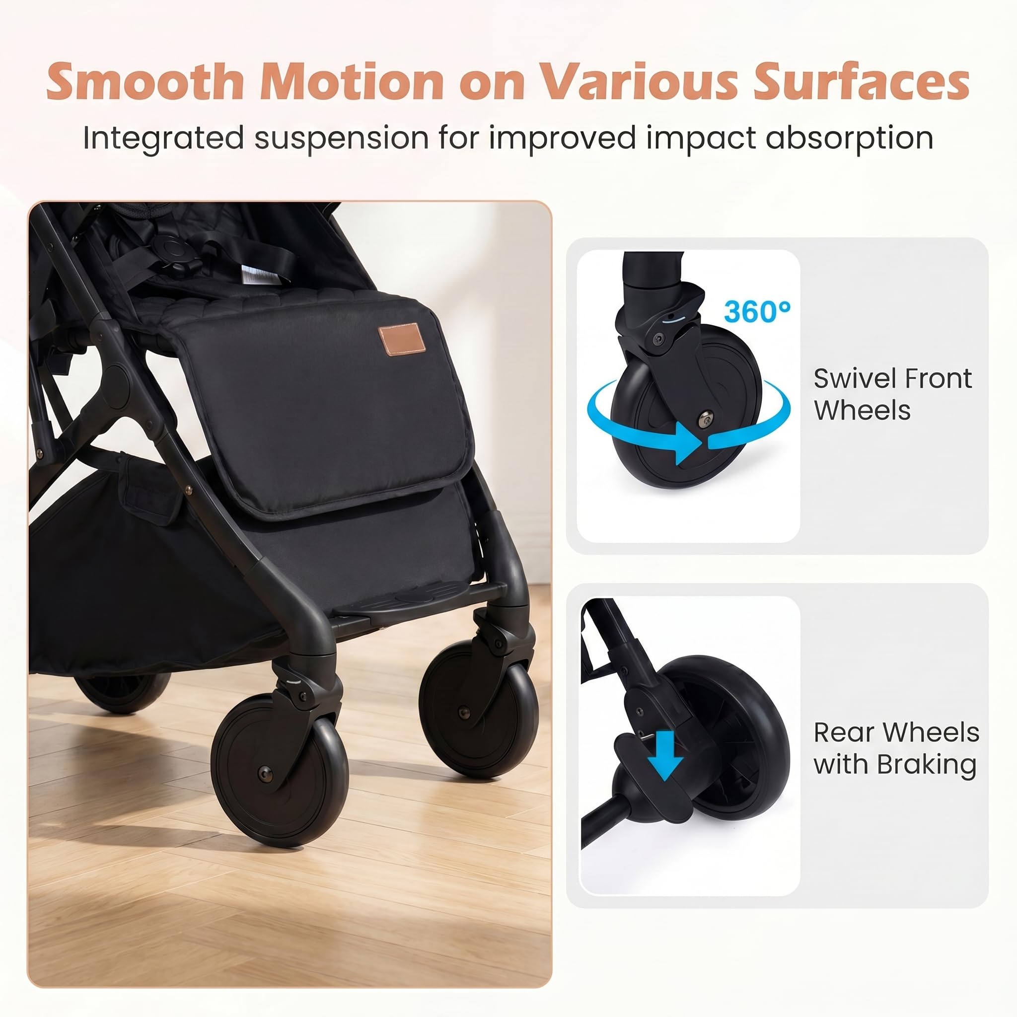 GIANTEX Silla de Paseo Ligera, Carrito Bebé Plegable con una Mano, Respaldo y Reposapiés Ajustables, Capota Extensible, Cubierta Impermeable, Cesta y Portavasos, Cochecito Bebé Compacto (Rosa)