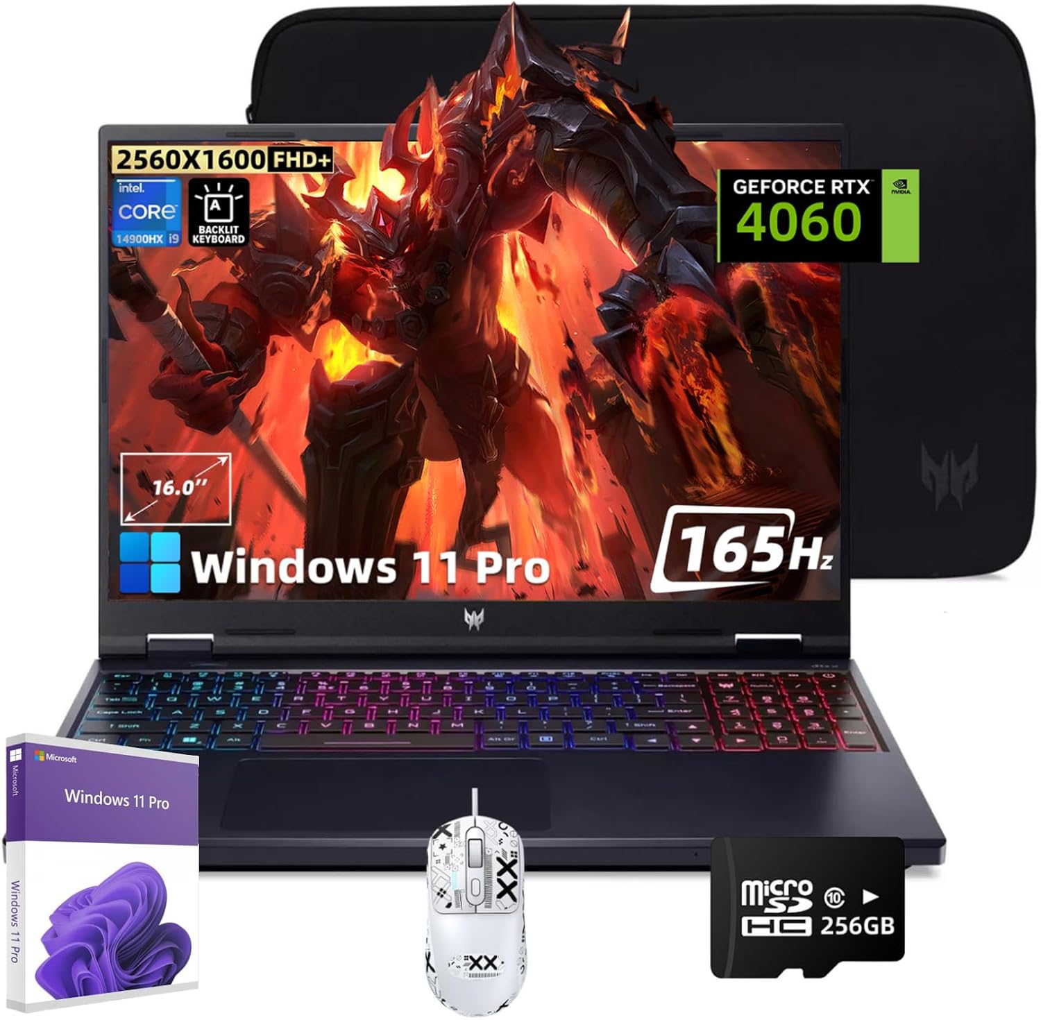 acer Predator Helios-Neo Gaming Laptop - 16" WUXGA IPS 165Hz, Intel 24-Core i9-14900HX, GeForce RTX 4060 8GB, RGB Backlit, Win 11 Pro, w/Hoouwrd Accessories(16GB DDR5 | 1TB SSD)