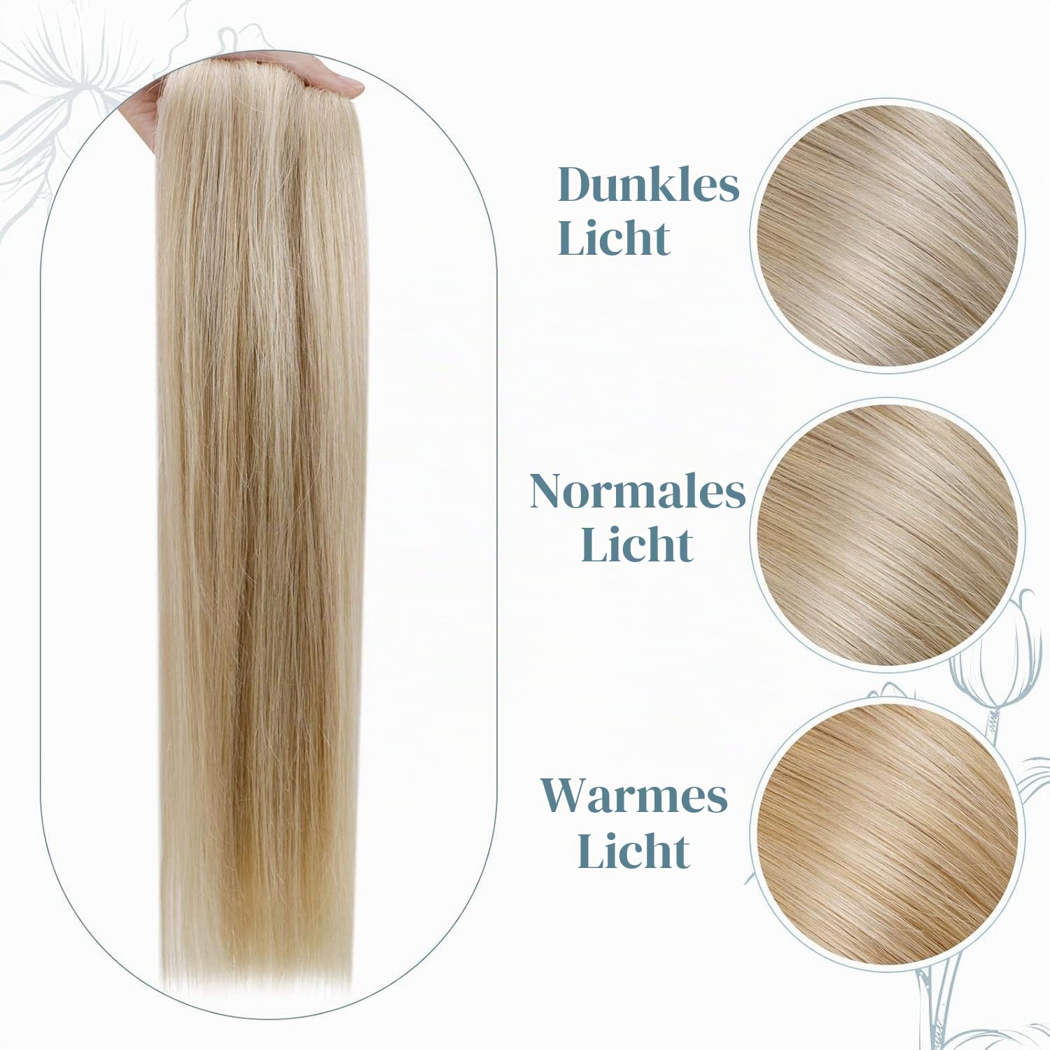 RUNATURE Clip in Extensions Echthaar Goldblond Hellblond 40cm 7pcs 120g #16P22