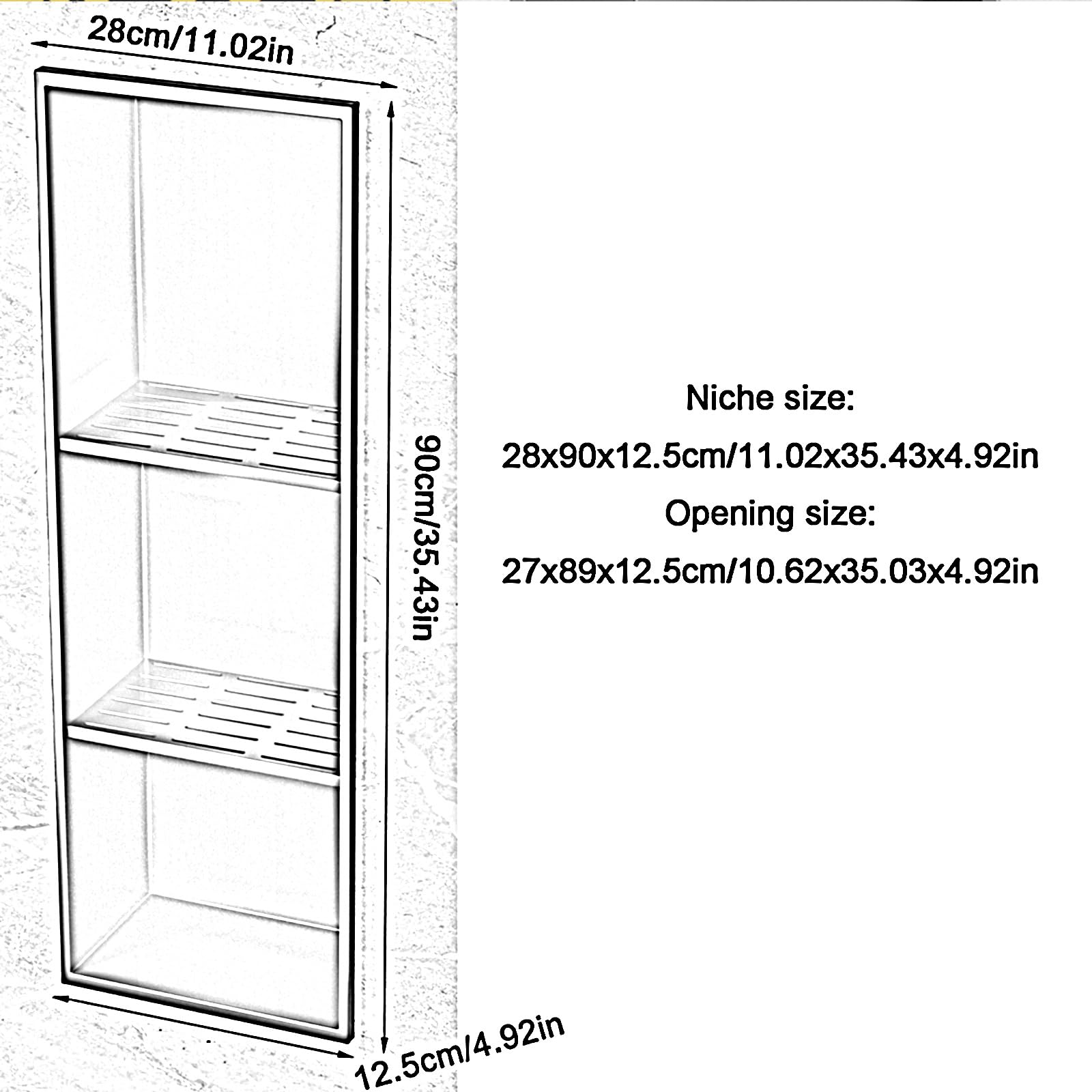 Organizer na półkę łazienkową ze stali nierdzewnej, wbudowana nisza z balustradą ochronną do przechowywania przyborów toaletowych w salonie, sypialni, hotelu - trwały i stylowy design
