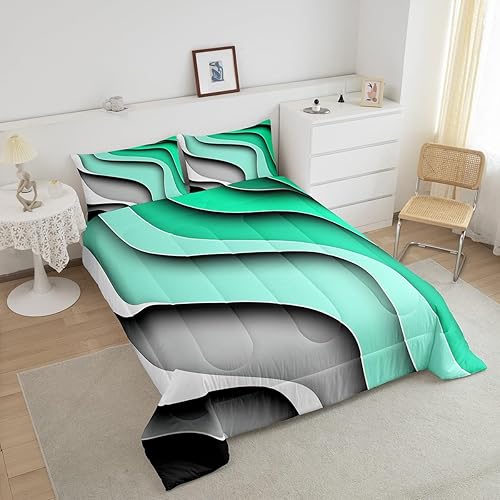 Miniatura 3 de Erosebridal Juego de ropa de cama abstracta tamaño King, juego de edredón de olas oceánicas tropicales, juegos de ropa de cama y colecciones de ropa