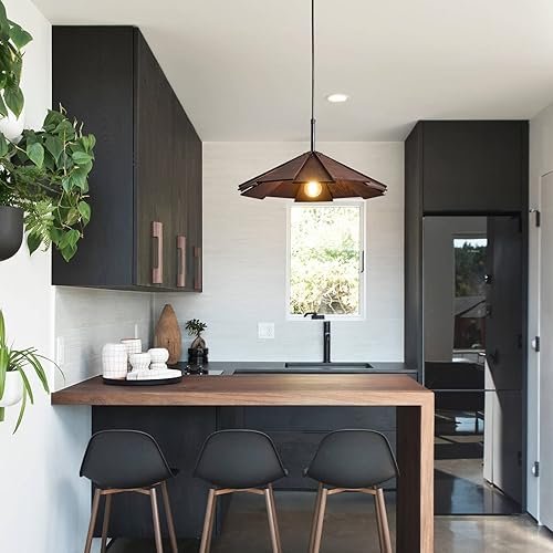 Miniatura 5 de Lámpara colgante de madera de granja, lámpara colgante de techo, moderna lámpara de techo ajustable para isla de cocina, comedor, sala de estar,