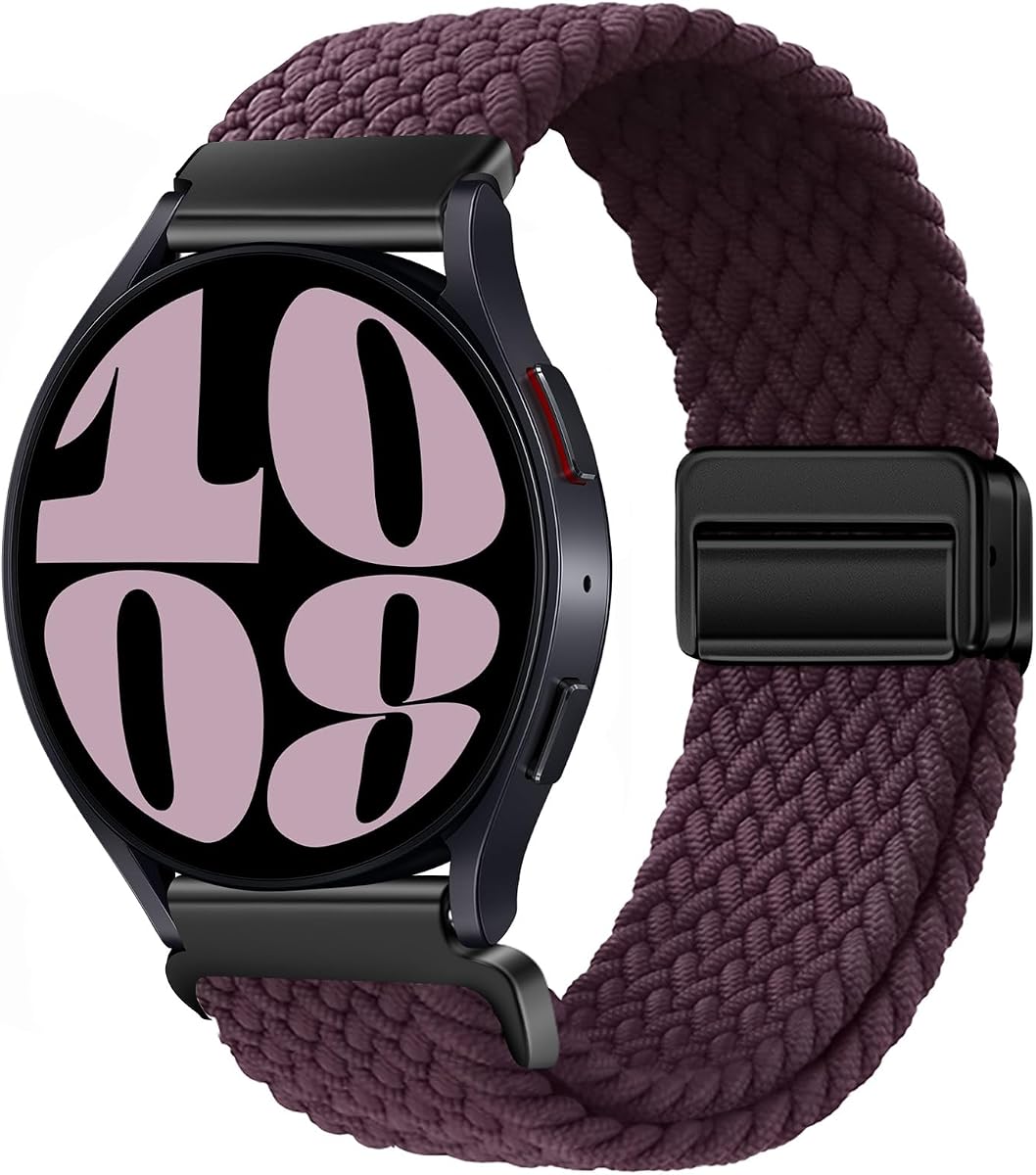 20mm Magnetic Band Compatible With Samsung Galaxy Watch 4 5 6 7 40mm 44mm/Watch 4 6 Classic 42mm 46mm 43mm 47mm/Watch 5 Pro 45mm/Watch 3 41mm/Active 2 Stretchy Braided Strap for Women Men