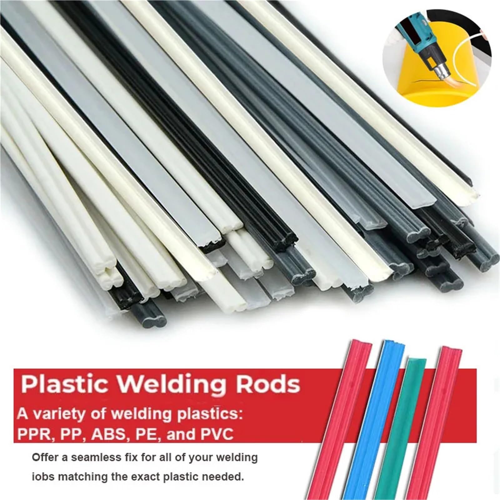 Chiodi di Saldatura 20/50/100 pz bacchette per saldatura in plastica set 20 cm PP/PE/PVC/ABS bastoncini per in polipropilene strumenti di riparazione per paraurti auto(E,100pcs)
