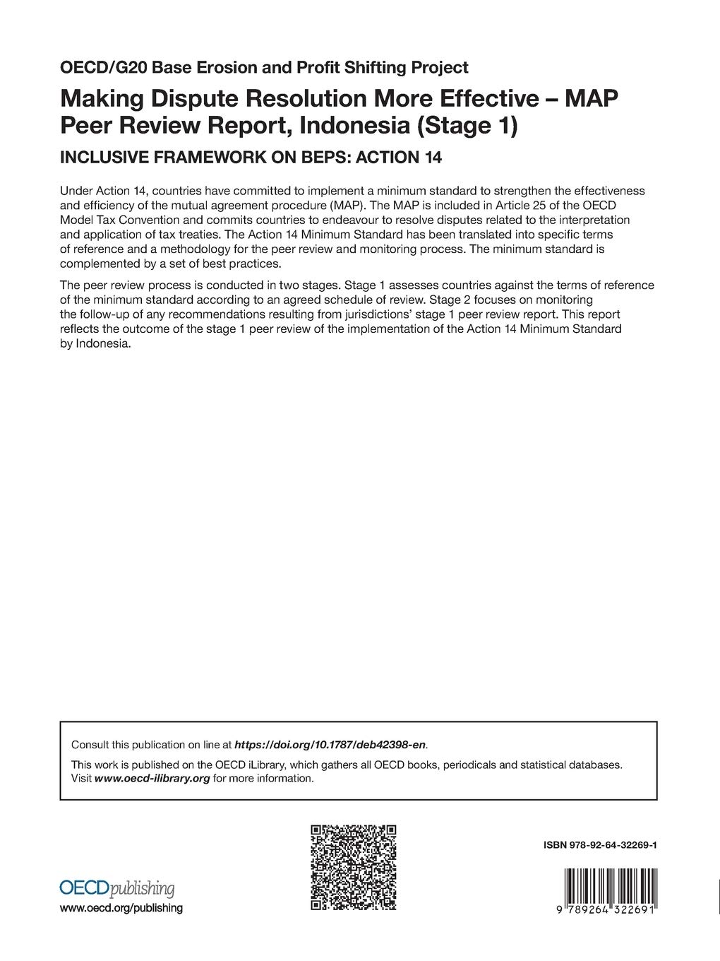 OECD/G20 Base Erosion and Profit Shifting Project Making Dispute Resolution More Effective – MAP Peer Review Report, Indonesia (Stage 1) Inclusive Framework on BEPS: Action 14      Paperback – February 8, 2020