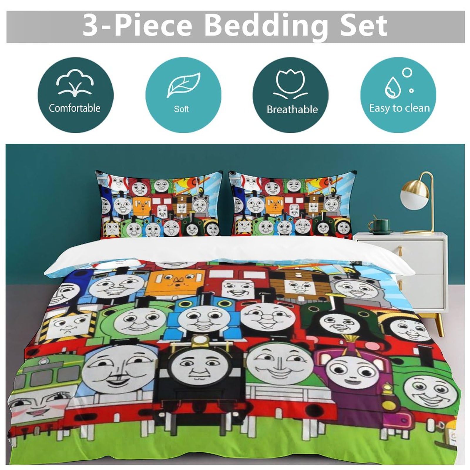 Amazon｜きかんしゃトーマス (3) 寝具 3ピース ンベッドスプレッド 枕