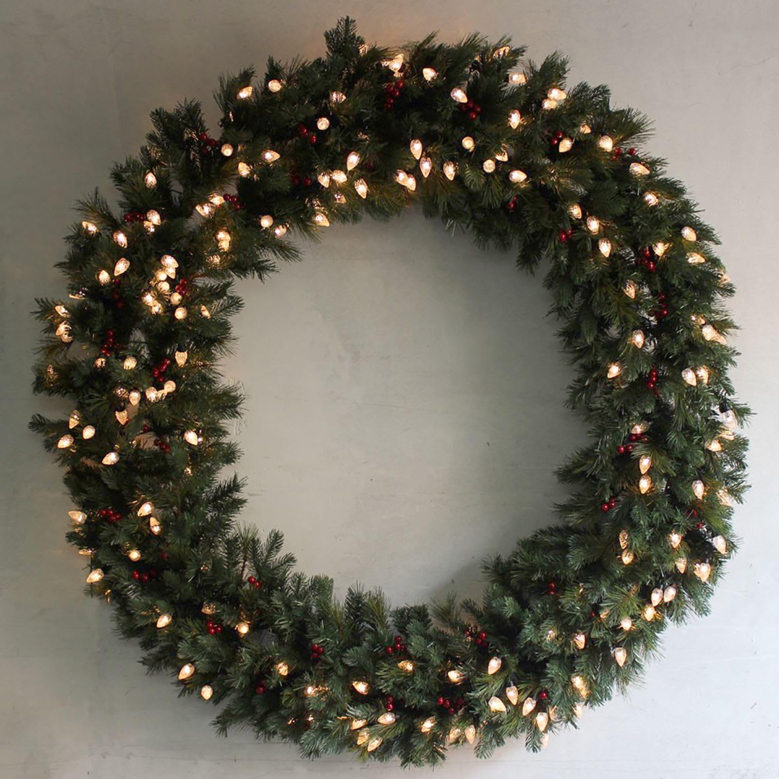 Sparkles Green 60" Prelit Christmas Decorative Warm White Led Pine Wreath Festive Xmas
