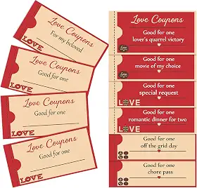 30 peças de cupons de amor para ele ou ela, vale-presente romântico de amor dos namorados, cupom, presente de aniversário de casal para marido, esposa, namorado, namorada, Natal, Dia dos Namorados, aniversário