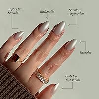 Vista 154 de Glamnetic Uñas a presión – Red Affair Uñas cortas de punta francesa con purpurina roja almendra con un acabado brillante 15 tamaños – Kit de 30