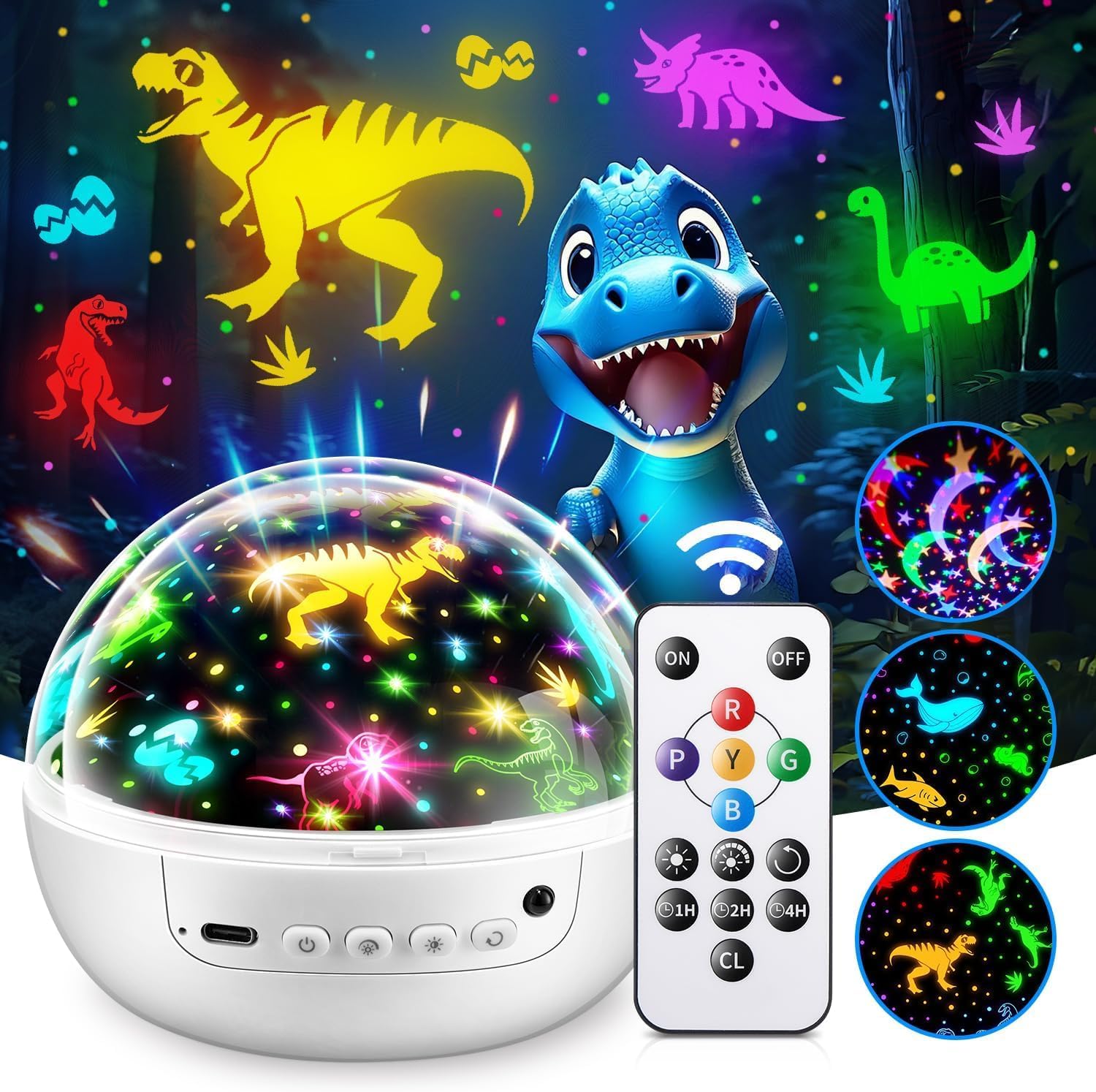 Boy Toys Age 1-10 Years Old | 3HD Films & 31 Colors & 360° Rotate & 3 Brightness Baby Gifts for Boys Toys for 1-10 Year Old Kids, Dinosaur Room Decor Toddler Room Decor