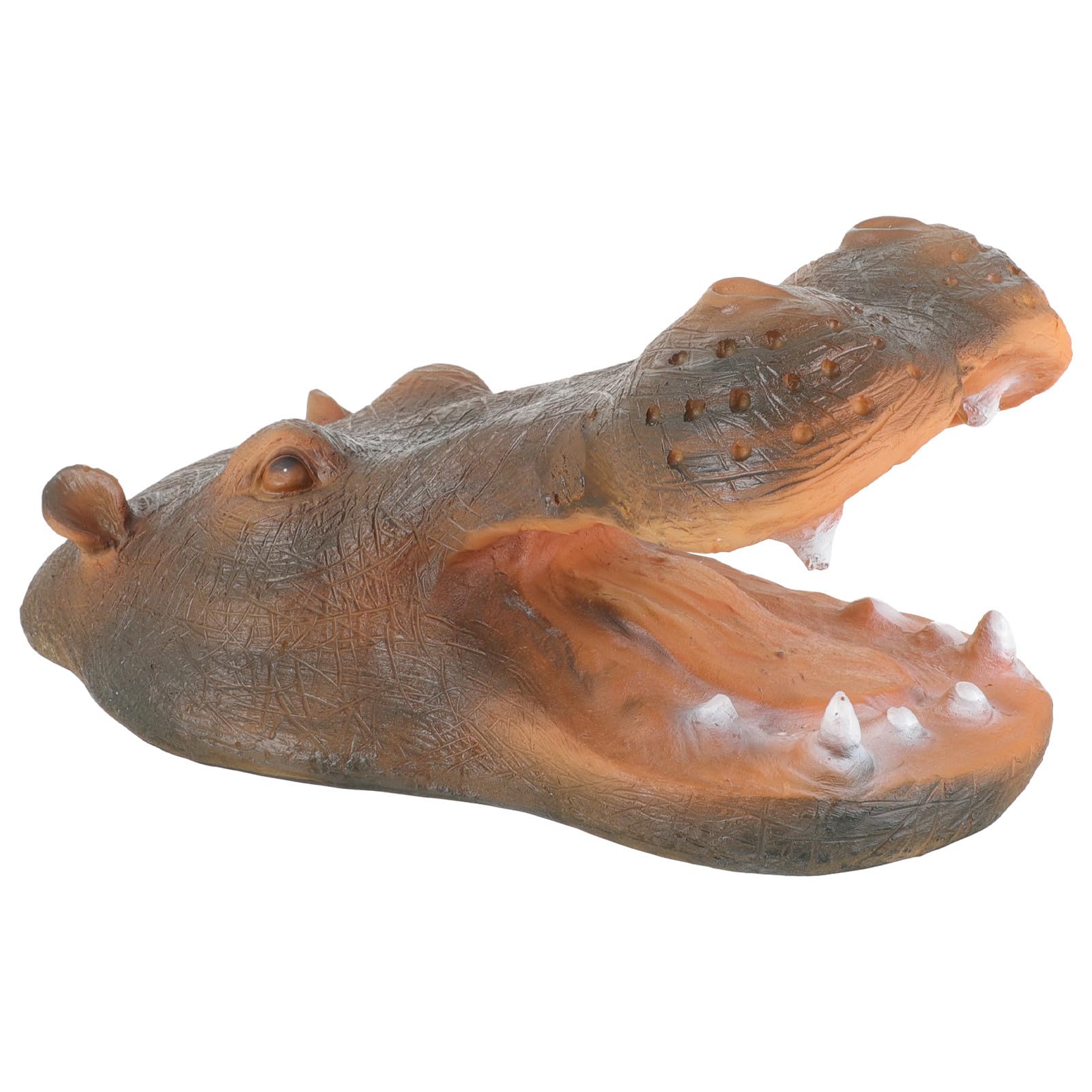 Design bouche ouverte pour cette tête d'hippopotame flottante de bassin en résine
