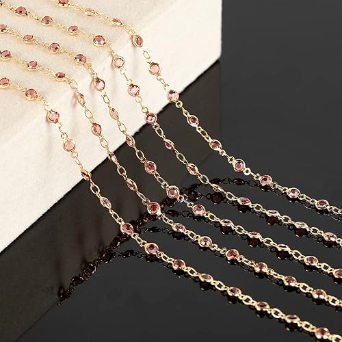Miniatura 41 de KYUNHOO 16.4 Feet Gold Plated Chain for Jewelry Making Black Rhinestone Bead Chain with Jump Rings and Lobster Clasps Jewelry Craft DIY Decoration