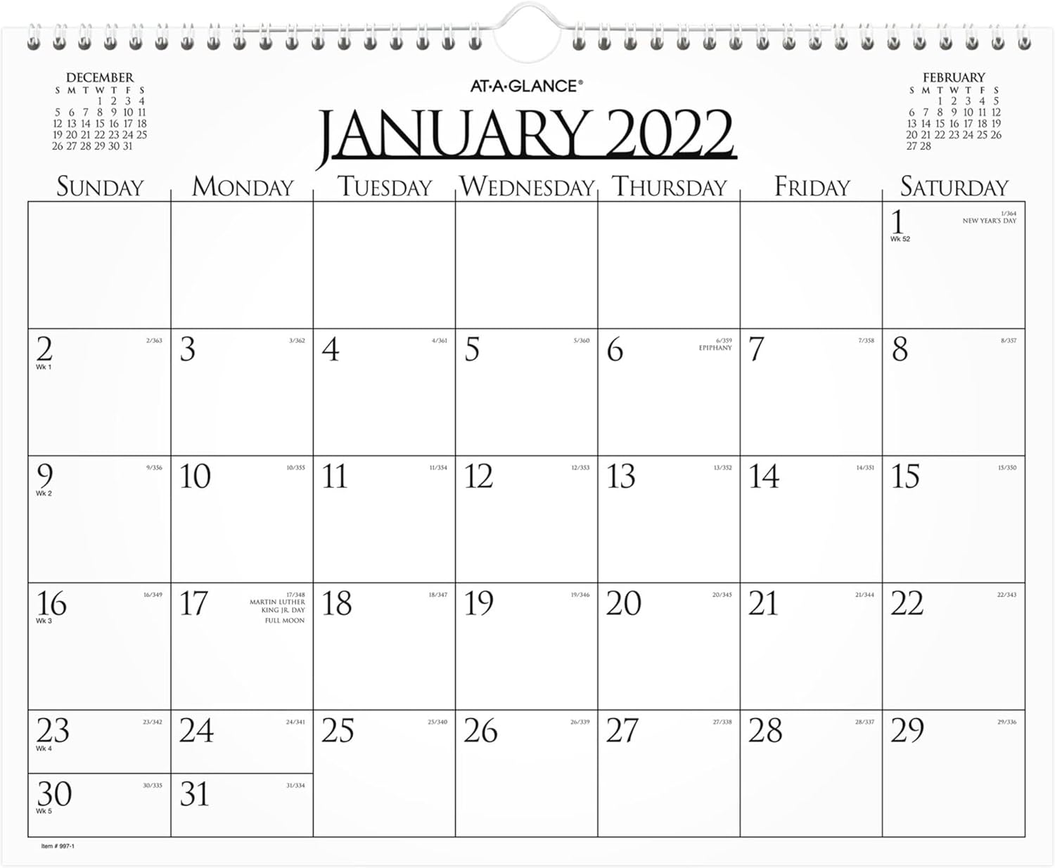 2022 Wall Calendar By AT-A-GLANCE, 15" X 12", Medium, Monthly