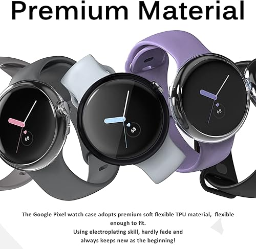 Miniatura 2 de Miimall Funda compatible con Google Pixel Watch con protector de pantalla integrado, carcasa de TPU suave antihuellas, cobertura completa