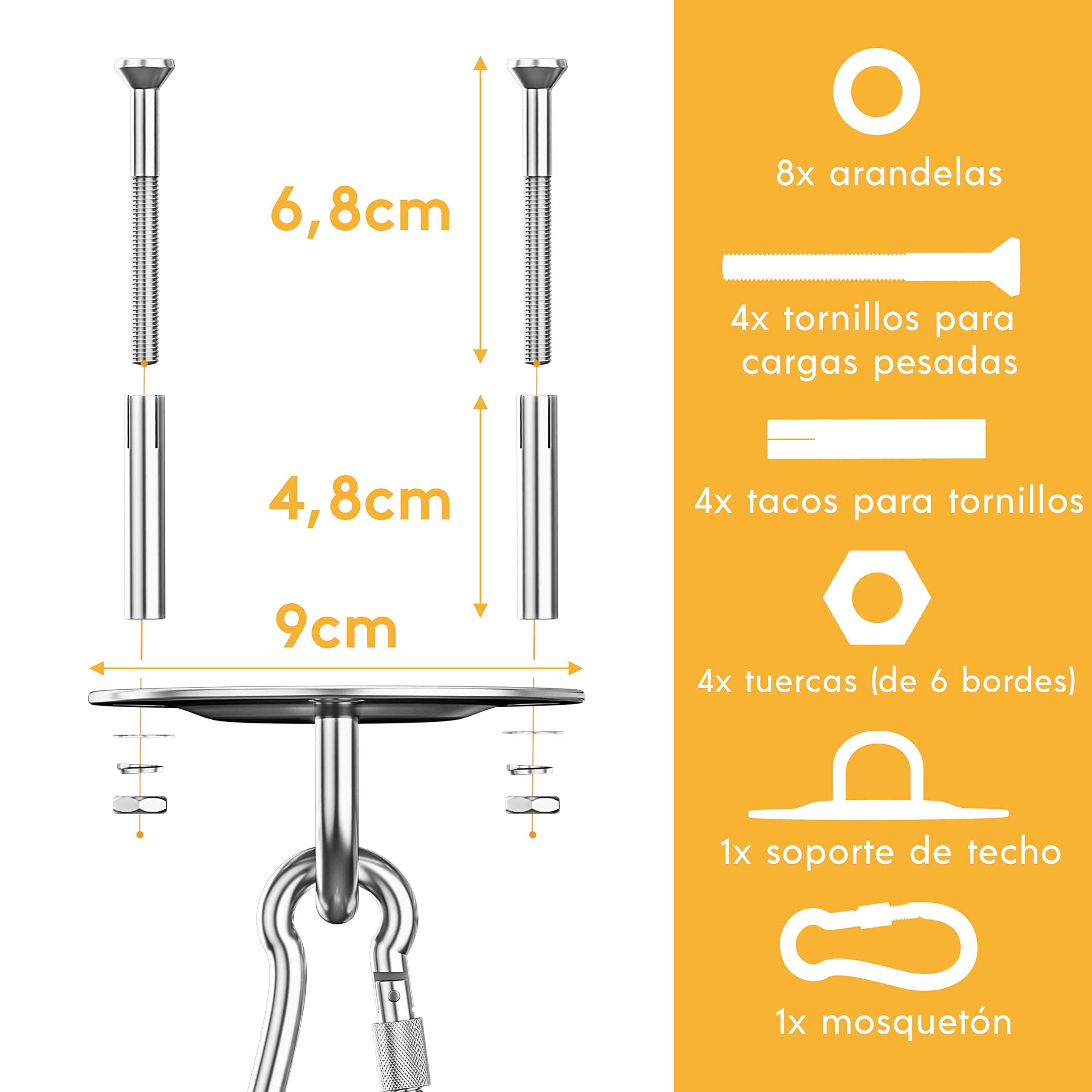 MEISTERFAKTUR Soporte saco boxeo 500 kg pared resistente ganchos techo