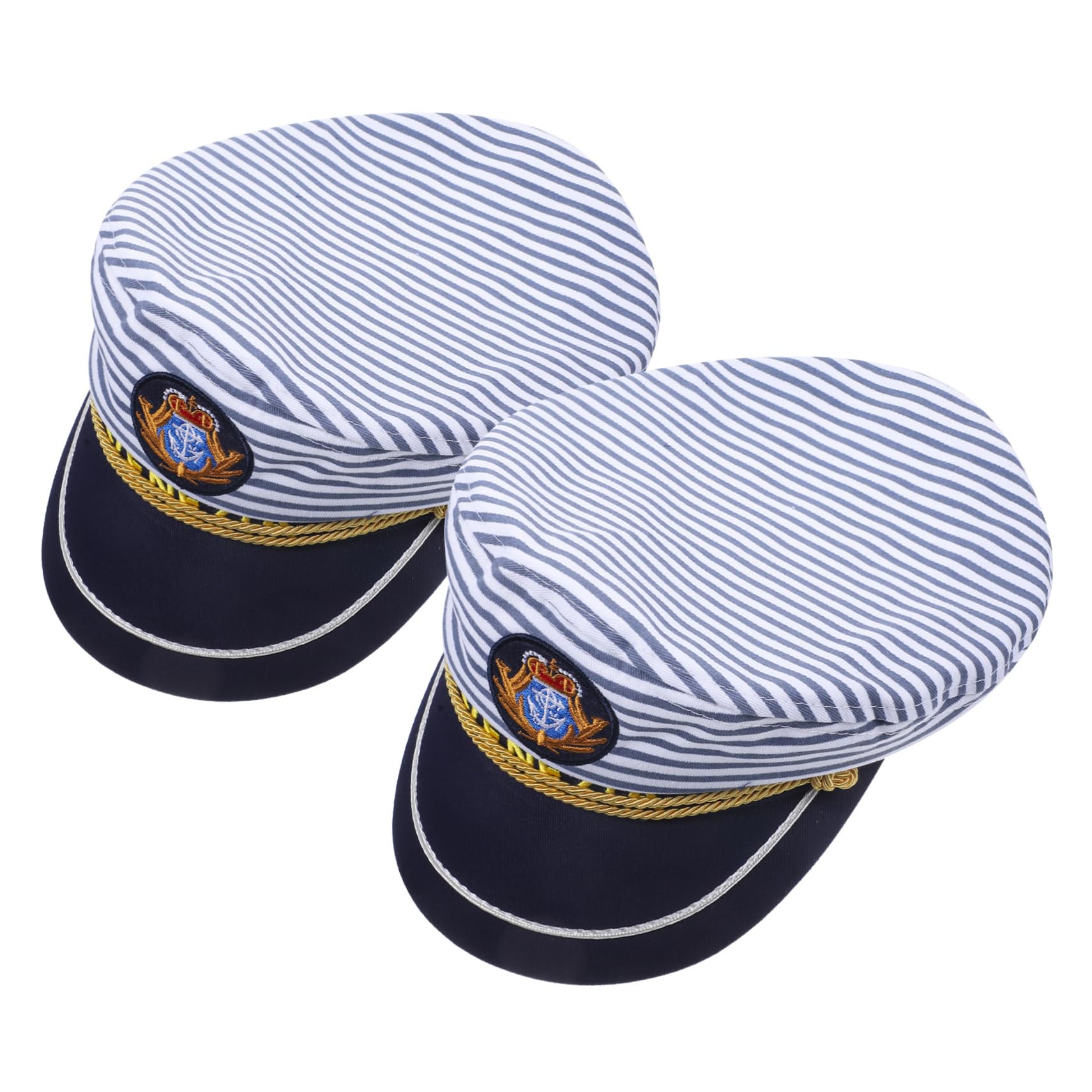 Didiseaon Cappello da Marinaio Cosplay 2 Pezzi in Cotone, Regolabile | Visiera Curva, Ricamo Blu a Righe, per Party e Viaggio, Taglie Adulto 58cm e Bimbo 54cm