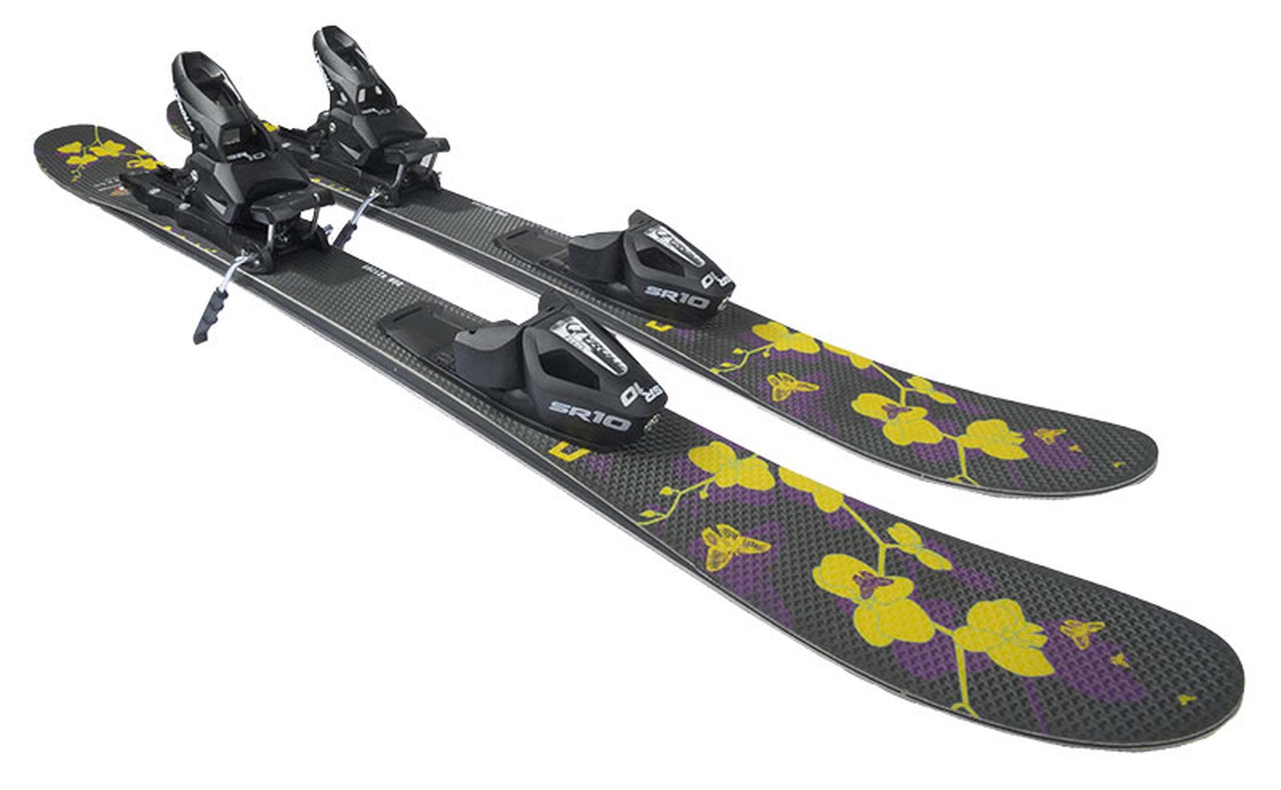 GPO Snowblade Orchidee | Kurz-Ski inkl. Tyrolia-SR-10-Sicherheitsbindung | 99 cm Länge | Big-Foot-Ski für Herren und Damen