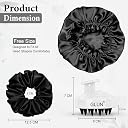 GLUN® Anti-Dandruff Round White Scalp Massager with Zed Black Bonnet Cap with 3 Satin Scrunchies Combo, Treatment Accessories, Shampoo Brush Super Soft Bristles, Bonnet Cap Prevents Hair Breakage, Ideal for Curly & Natural Hair gallery image