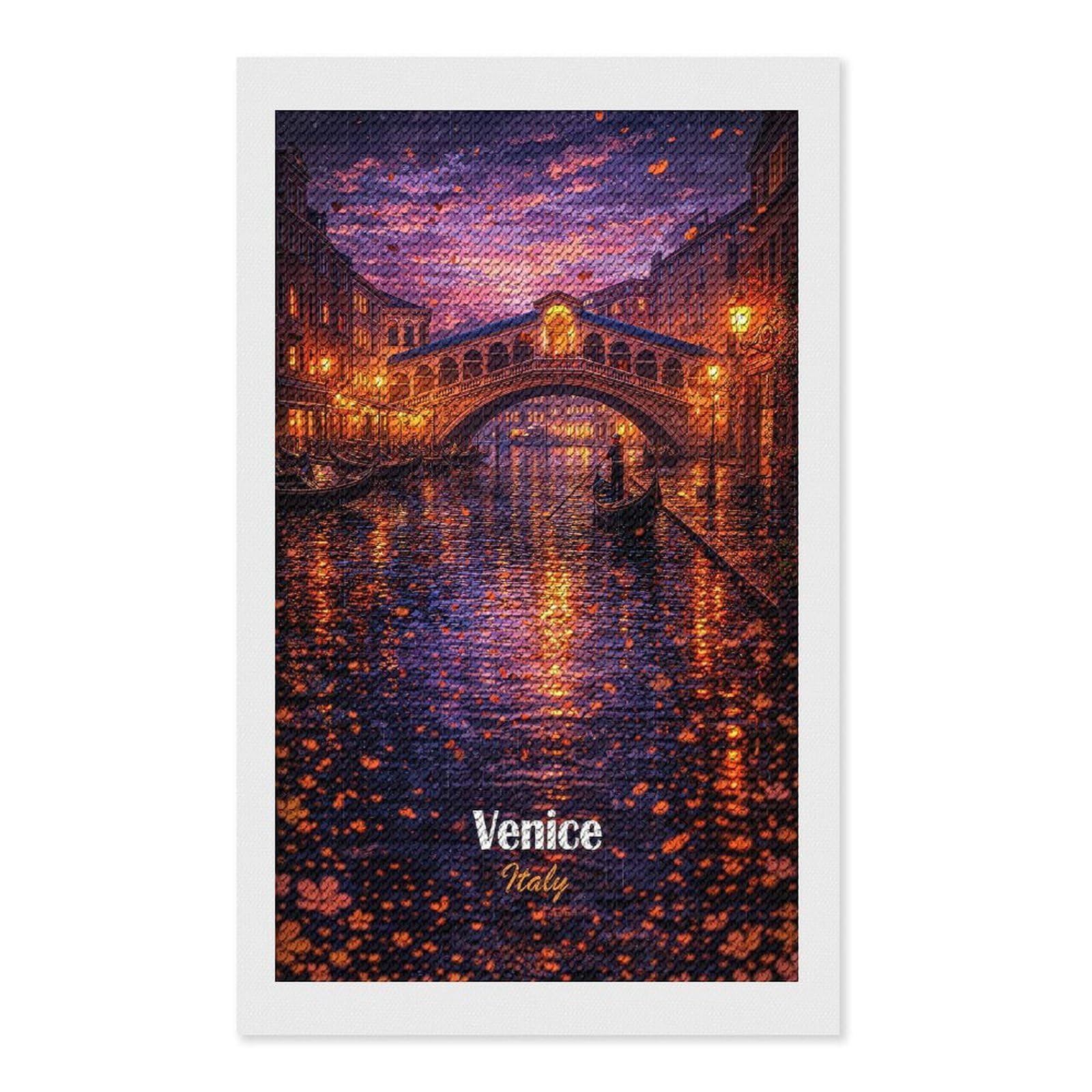 Junmoney Venice Italy Rialto Bridge Gondola Full Drill Diamond Painting Kit 12"x20", Mindful Craft Activity, Bedroom Decor, for Adults, Gift Idea