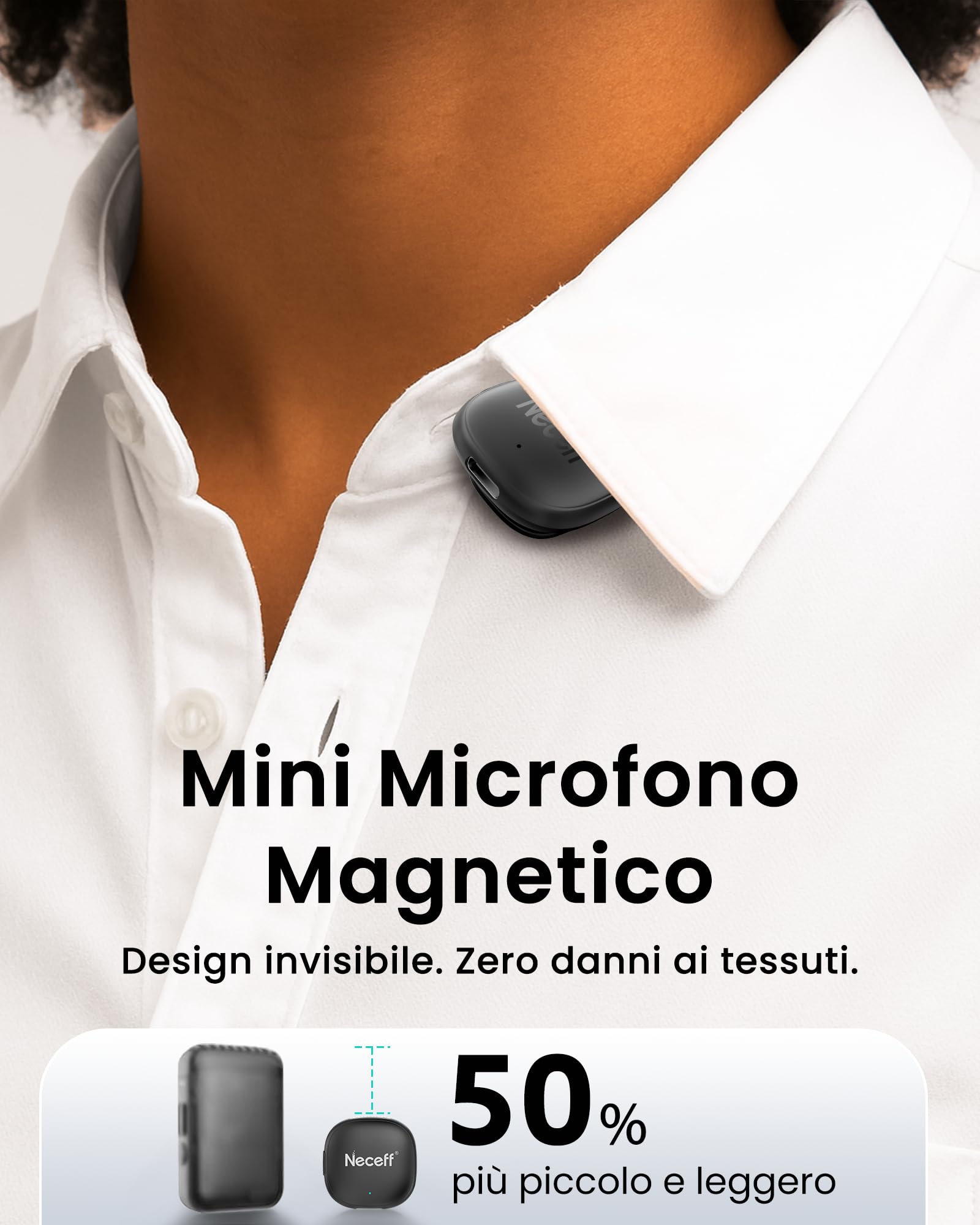 Mini Microfono Wireless USB C per iPhone 15 16 Android Samsung Microfono per Cellulare e PC con Cancellazione Rumore AI Microfono Wireless Professionale per Video Social Vlog YouTube TikTok 32H